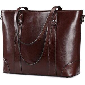 S-zone Women's Coffee Office 15.6 Inch Designer Cross Body Shoulder Handbag
